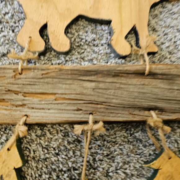 Bear Creek Lodge Wooden Bear & Pine Tree Wall Hanging Decor Cabin Rustic - Picture 7 of 9